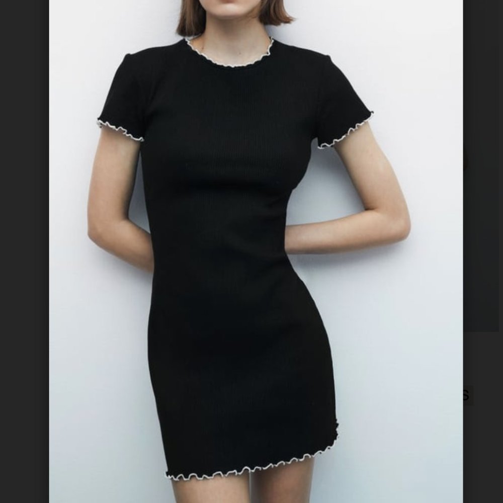 ZARA - CONTRAST FITTED DRESS (Size S)